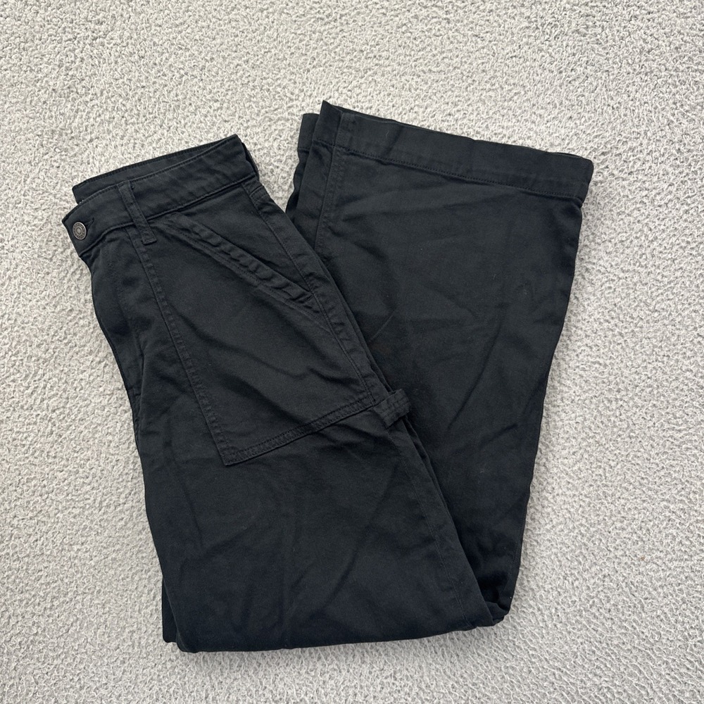 American Eagle Super High Rise Baggy Wide Leg Pants Black Carpenter Women 8 x 29